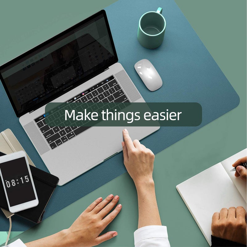 YSAGi Desk Mat, Mouse Pad,Waterproof Desk Pad,Large Mouse pad for Desk, Leather Desk Pad Large for Keyboard and Mouse,Dual-Sided Mouse Mat for Office (23.6" x 13.7", Pistachio Green + Green Blue) - Image 5